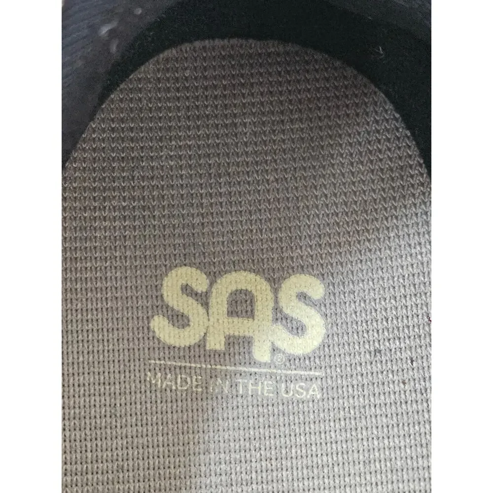 SAS Walk Easy Womens 10W Black Nubuck Leather Comfort Lace Up Walking Shoes